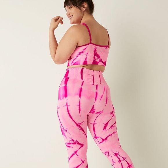 NWT Pink Seamless High Waist 7/8 Workout Tight - Pink Daisy Spiral Tie Dye - Picture 2 of 13